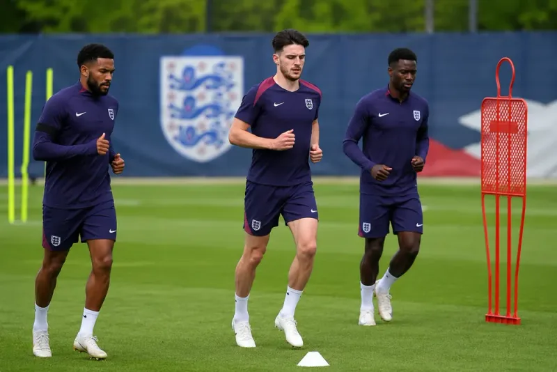 Declan Rice tränade vid sidan av laget