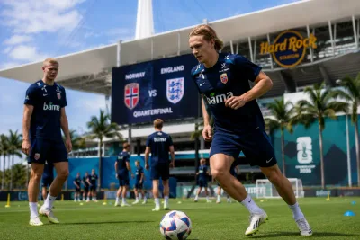 Andreas Schjelderup petar Antonio Nusa mot England