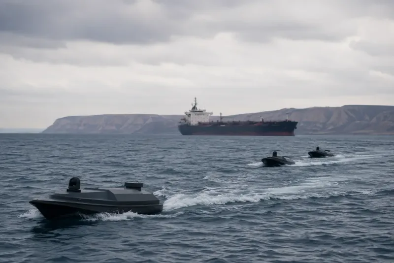 Ukraina uppger omfattande drönarangrepp mot ryska fartyg