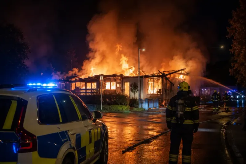 Mordbrand utreds efter storbrand i Segeltorp