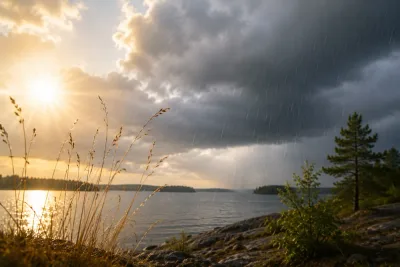 Värmen bryts av regn och svalare luft