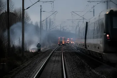 Brand stoppar tågtrafik i södra Sverige