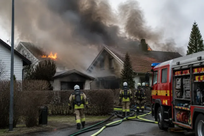 Garagebrand spred sig till två villor i Järfälla