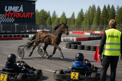 Lös travhäst stoppade gokartkörning i Umeå