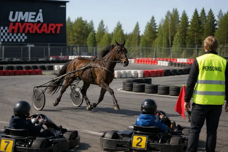 Lös travhäst stoppade gokartkörning i Umeå