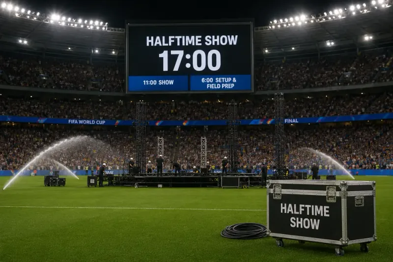 Halvtidsshowen i VM-finalen får 17 minuter