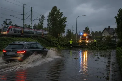 Dubbla lågtryck orsakar översvämningar och trafikproblem