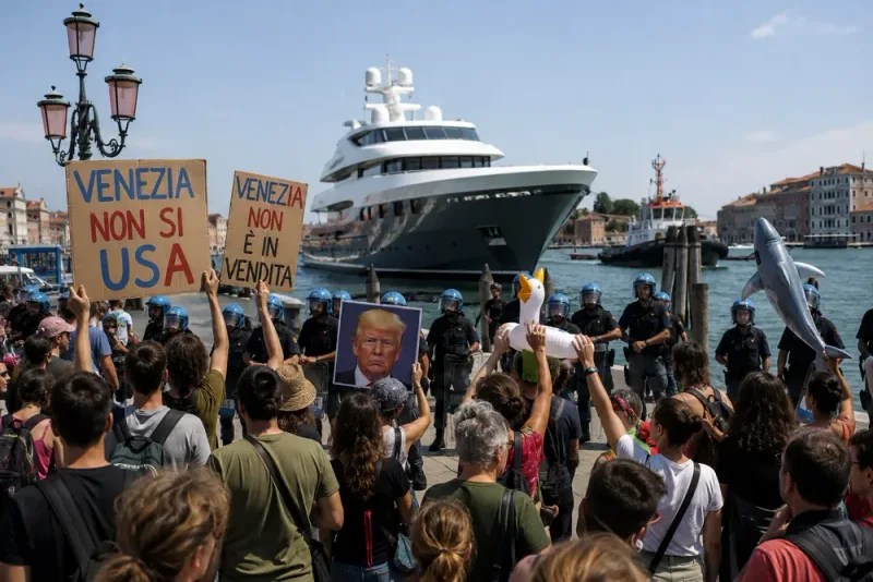 Protester mötte Tilman Fertitta i Venedig