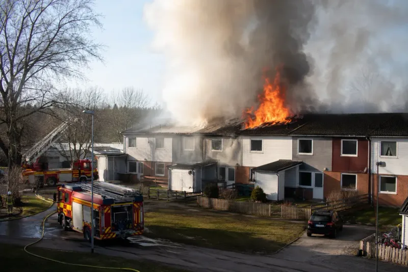 Fullt utvecklad radhusbrand i Norsborg