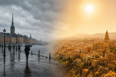 Europas extremvärme håller Sverige svalt och regnigt