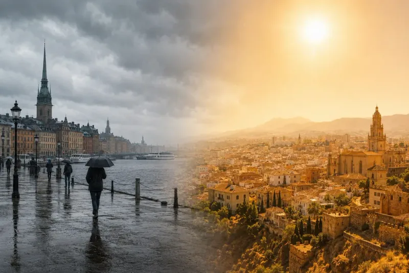 Europas extremvärme håller Sverige svalt och regnigt