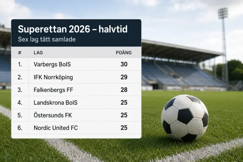 Superettan vid halvtid – sex lag tätt samlade