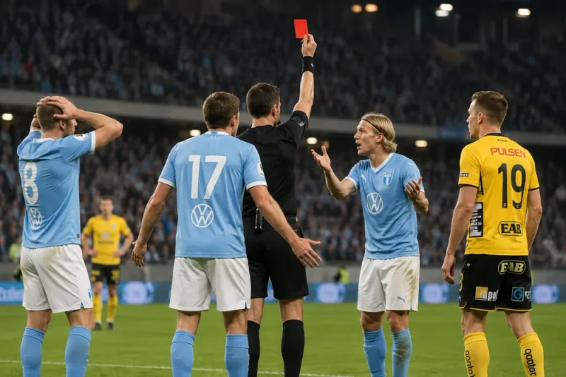 Malmöspelarna rasar efter omdiskuterat rött kort