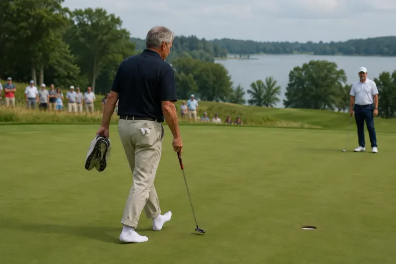 Lucas Glover tog av skorna efter birdie