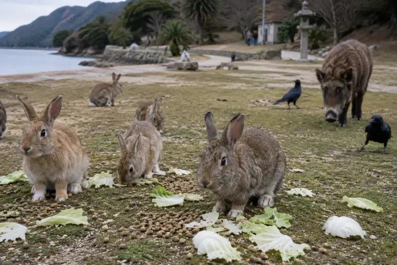 Turistmat förändrar djurlivet på japanska kaninön