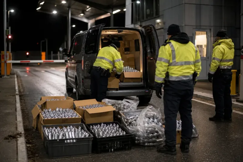 633 liter lustgas stoppades vid norska gränsen