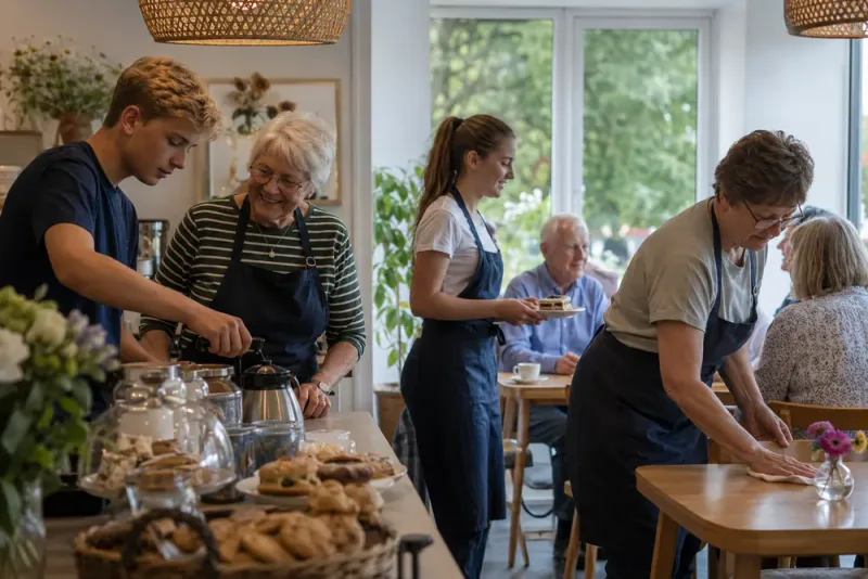 Unga och seniorer driver café mot ensamhet