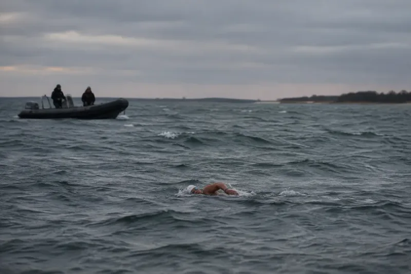 Bartlomiej Kubkowski historisk efter 160 kilometer i Östersjön