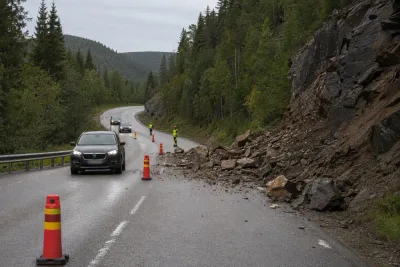 Bergmassor blockerar körfält på väg 340