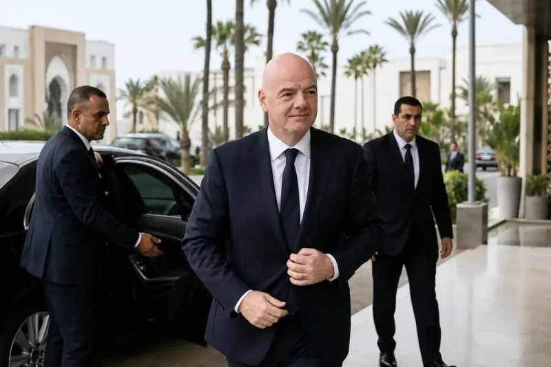 Gianni Infantino anländer inför Fifas krismöte