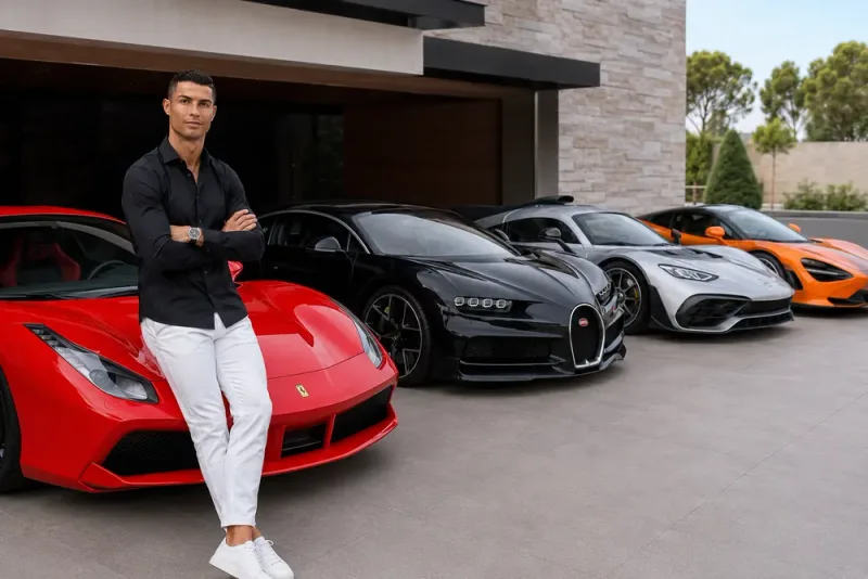 Cristiano Ronaldo visar upp galna bilsamlingen