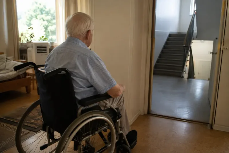 Rullstolsburen 90-åring isolerades under hissbyte