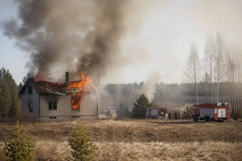 Villa i Gäddträsk brinner med öppna lågor