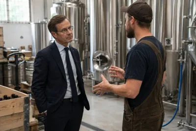 Ulf Kristersson lyfter gårdsförsäljning efter bryggeribesök