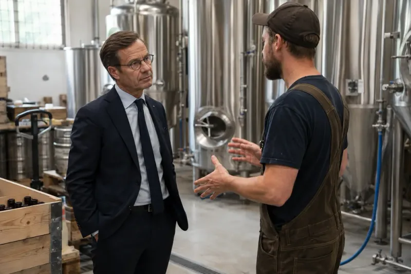 Ulf Kristersson lyfter gårdsförsäljning efter bryggeribesök