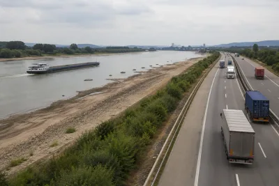 Lågt Rhenvatten öppnar Autobahn för tung trafik