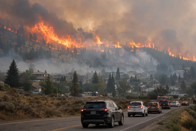 Snabbväxande brand tvingar över 20 000 att lämna hemmen