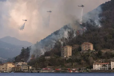 Skogsbrand vid Como tvingade boende att evakuera
