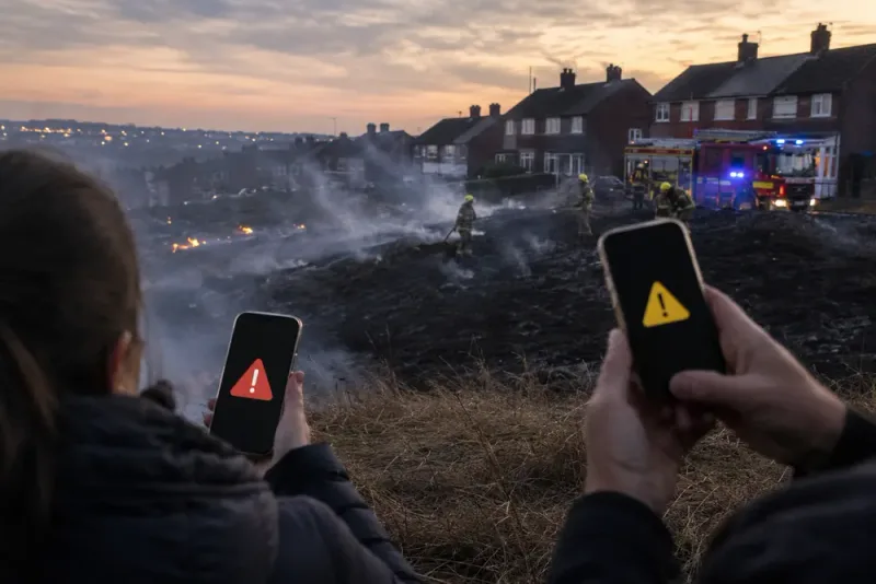 Stor brandfara utlöste massvarning till miljoner britter