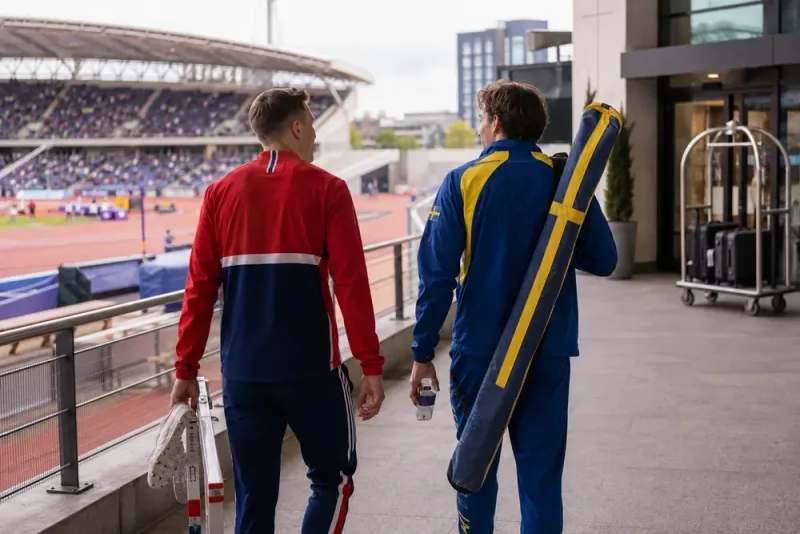 Karsten Warholm pikar Mondo Duplantis inför finalen