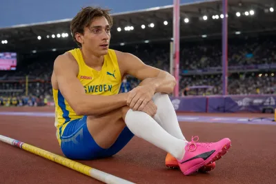 Armand Duplantis bar vigselringen på skon