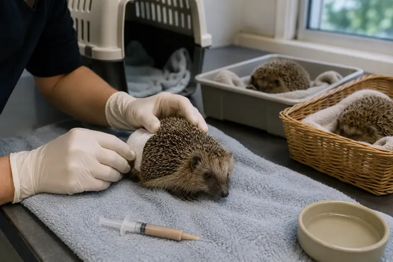 Skadade igelkottar pressar viltrehabiliterare