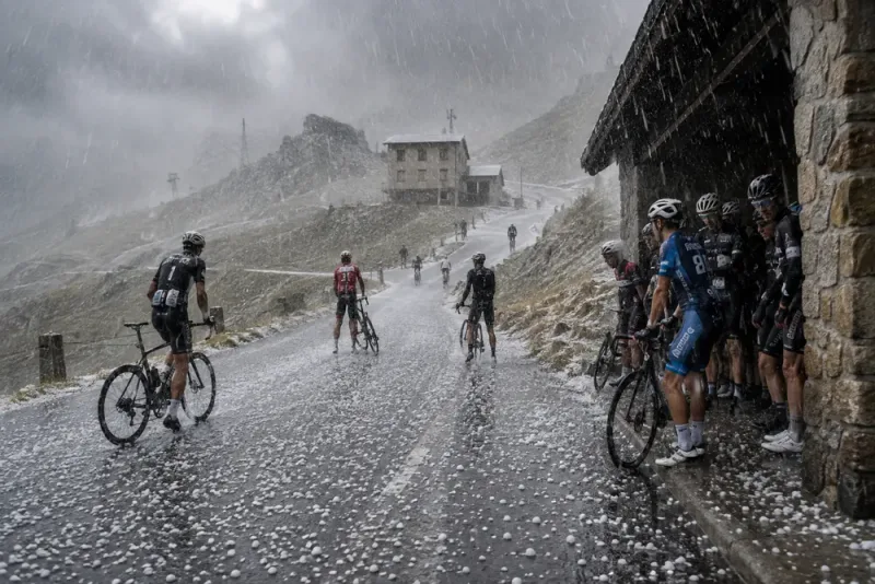 Hagelstorm stoppade Vuelta-etappen helt