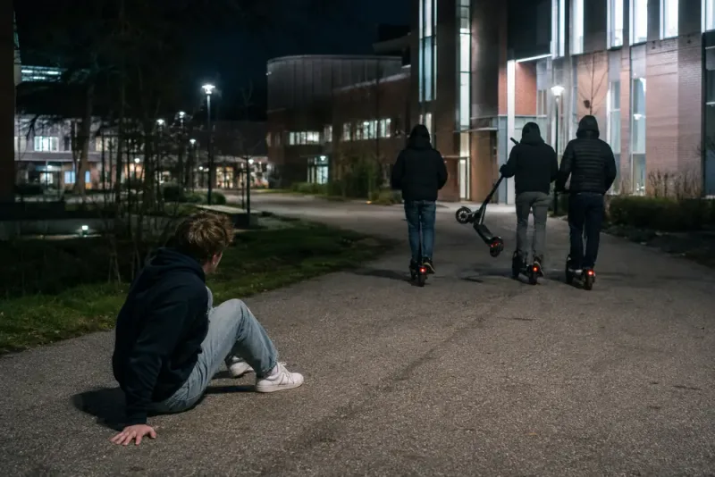 Tre körde efter ung man och tog elsparkcykeln