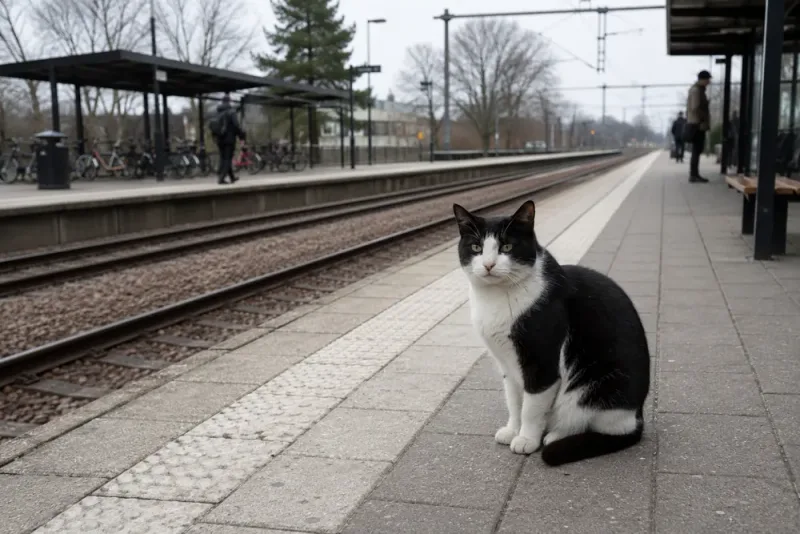 Stationskatten Lova väcker oro bland pendlare