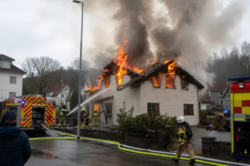 Villabrand tvingar boende att utrymma i Uddevalla