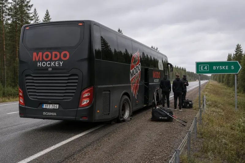 Däckexplosion skjuter upp Modos Luleåmatch