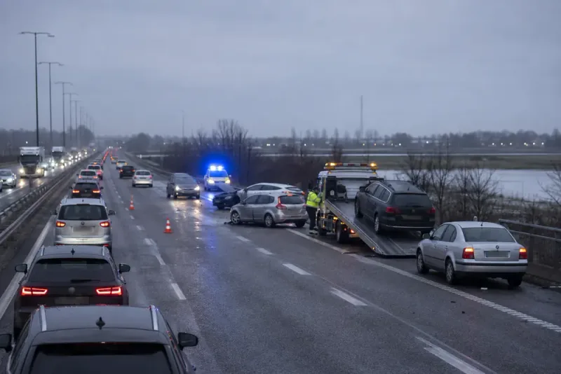 Sex bilar inblandade i två E6-olyckor