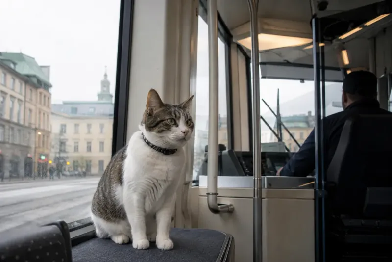 Katten Hugo tog spårvagnen genom Göteborg