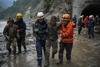 Två arbetare räddade ur tunnel efter Nepalöversvämningarna