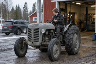 18-åring väljer klassisk Grålle framför bilen