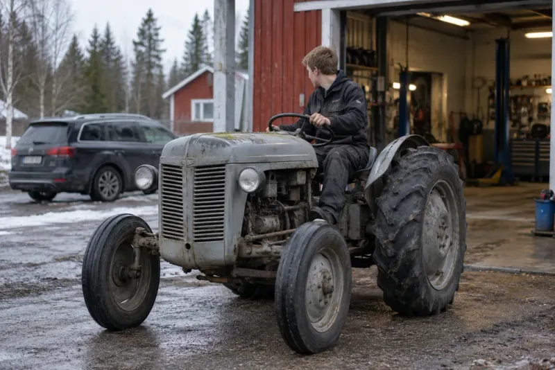 18-åring väljer klassisk Grålle framför bilen