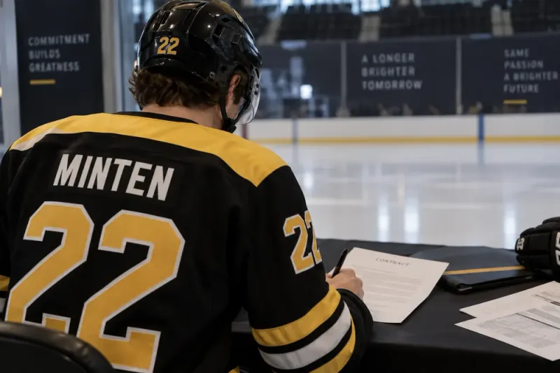 Fraser Minten får jättelön av Boston Bruins