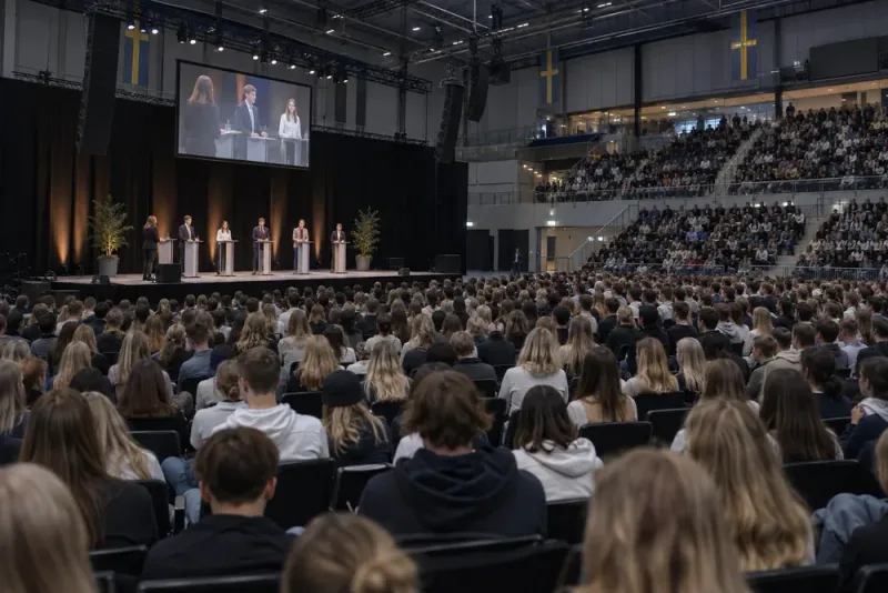 5 300 gymnasieelever samlades för politisk valdebatt