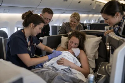 Sjuksköterskan Moa hjälpte till vid förlossning på flyg