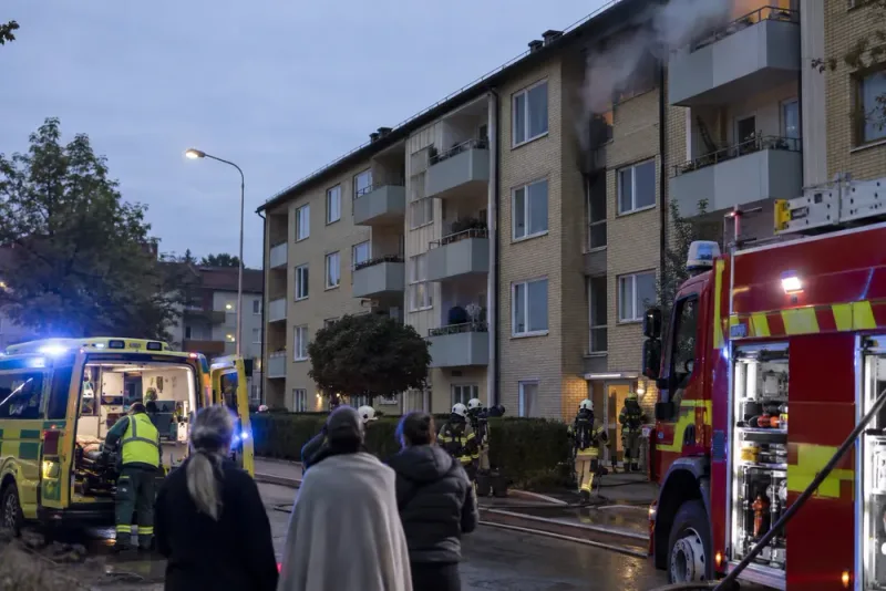 Sju skadade i lägenhetsbrand i Bromölla